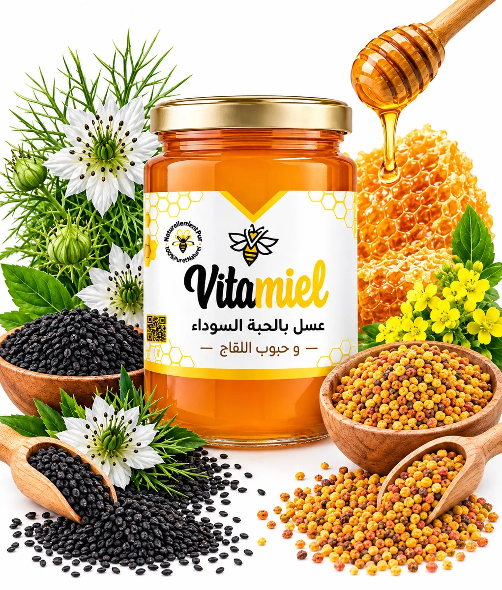 عسل بالحبة السوداء و حبوب اللقاح